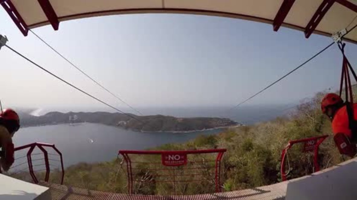 Mexico: Daredevils hurtle 120 km/h along world's longest over-water zip line