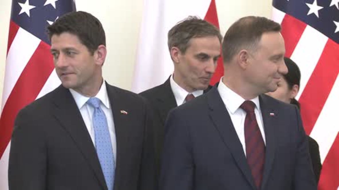 Poland: Paul Ryan says US ready to 'face down Russian aggression' after meeting Duda