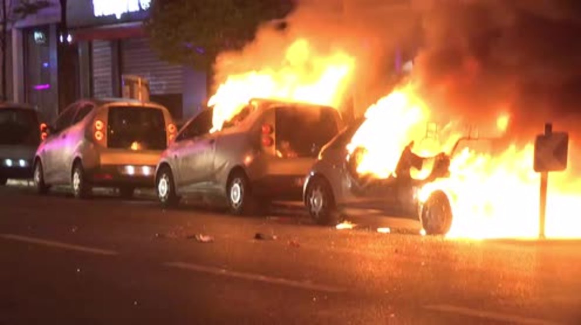 France: Cars BURN as Paris protesters lash out at election result