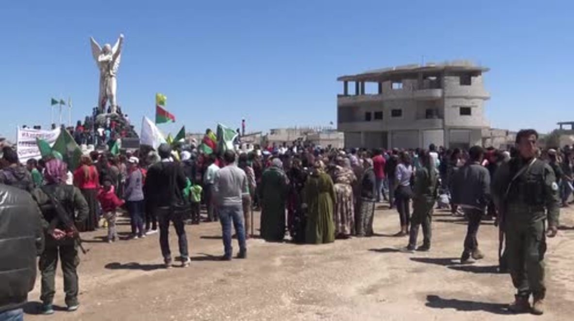 Syria: Kurds rally in Kobane against 'criminal' Turkish airstrikes