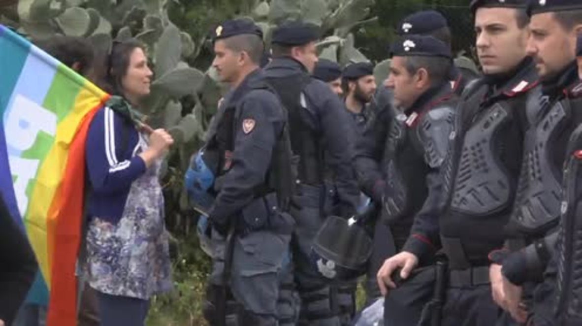 Italy: Protesters gather to protest against the 'militarisation' of Sardinia