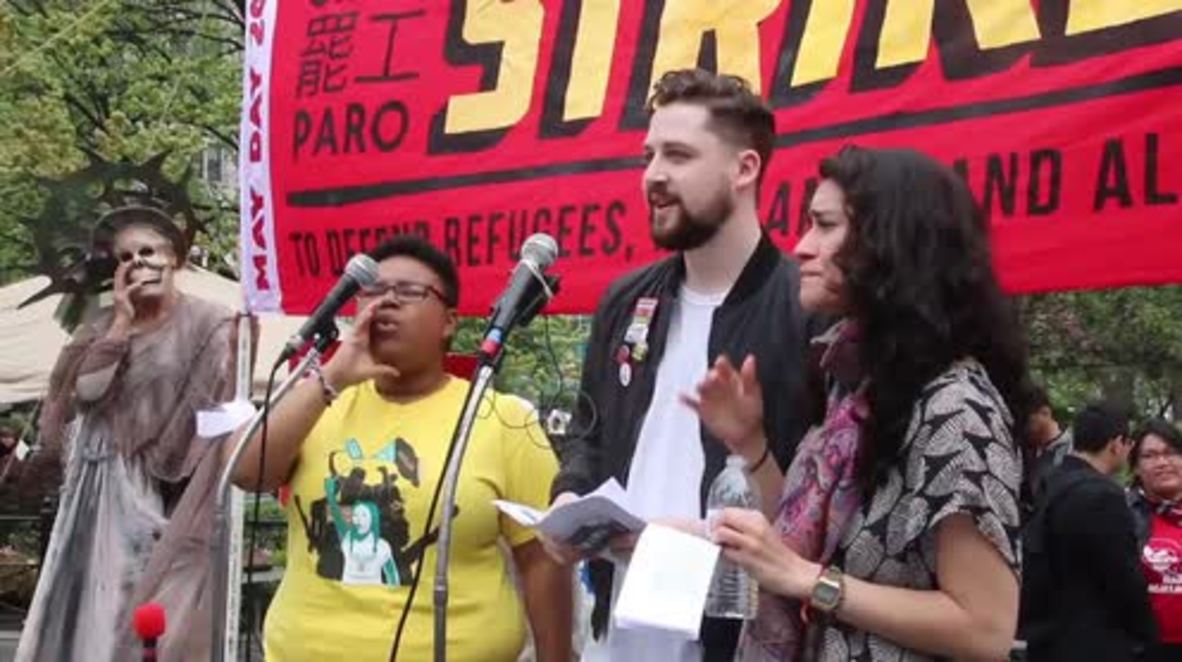 USA: Anti-Trump protest hits NYC's Union Square on May Day