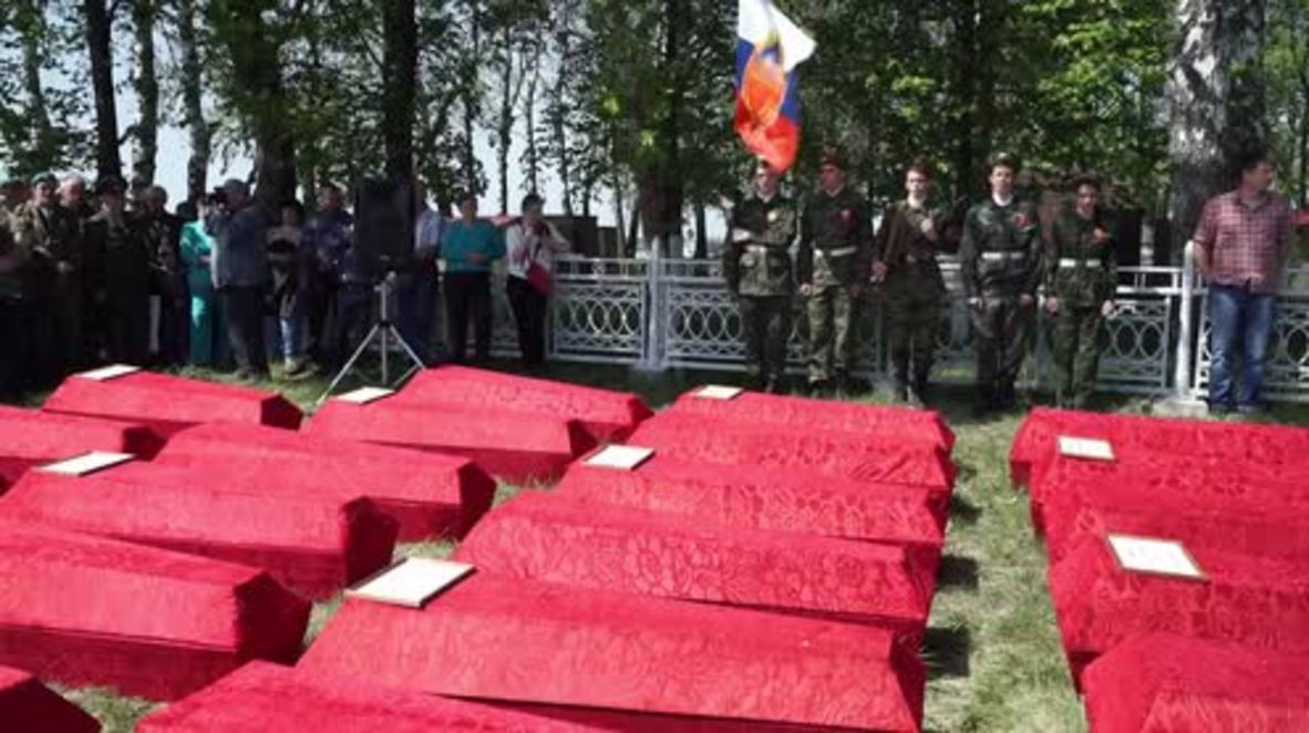 Russia: 155 Soviet soldiers reburied in Kursk ceremony