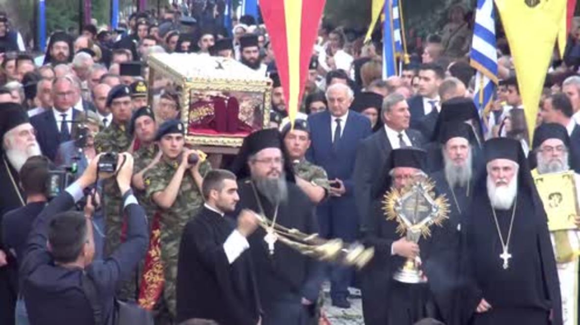 Greece: Relics of St. Helen arrive to Church of Agia Varvara