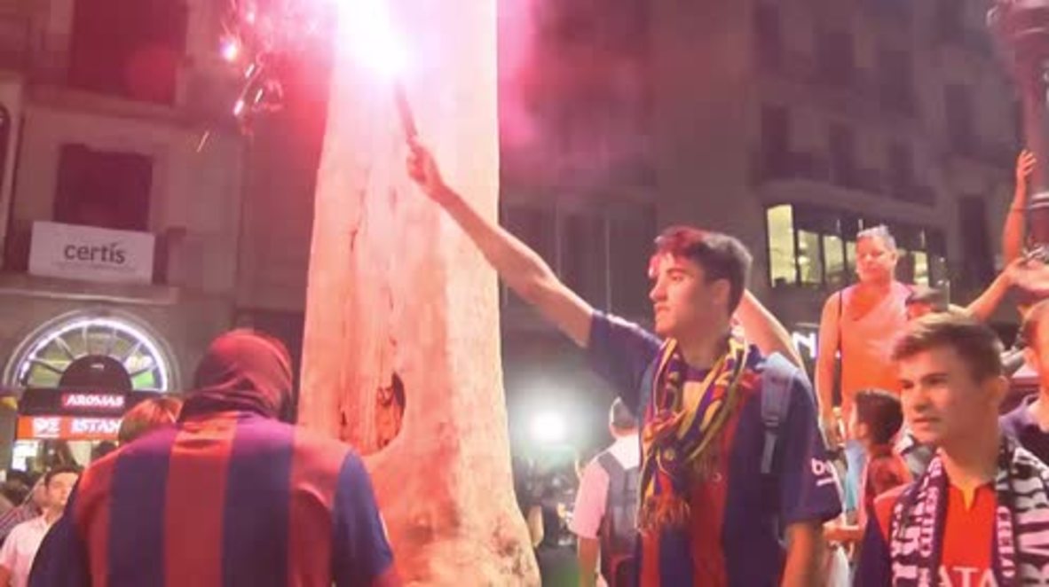 Spain: Barcelona fans go wild as club takes home Copa del Rey