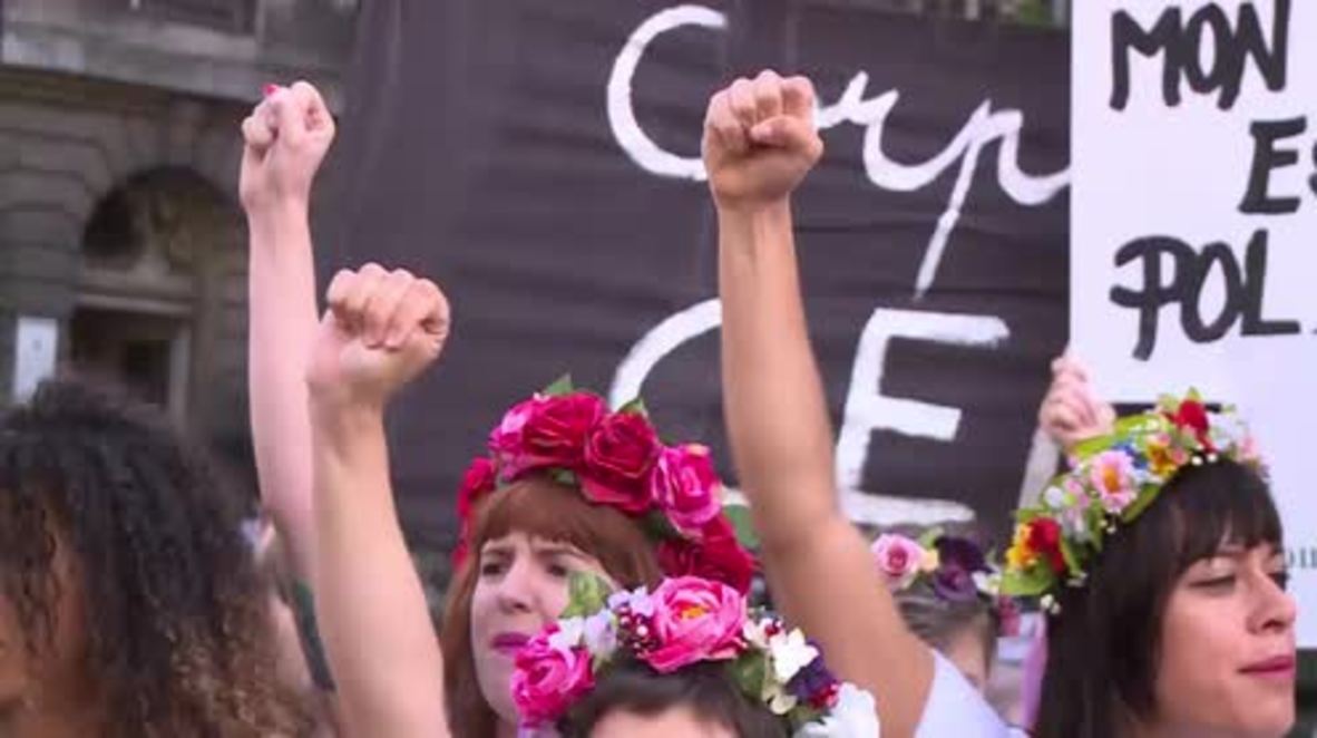 France: Femen protest topless in Paris in support of on-trial fellow activists