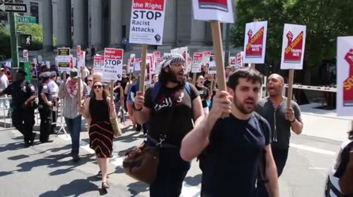 USA: 'March against Sharia' faced off by counter protest, decrying Islamophobia