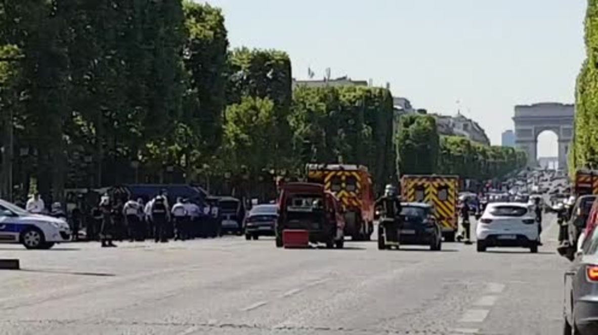 France: Champs-Elysees on lockdown after car crashes into police van