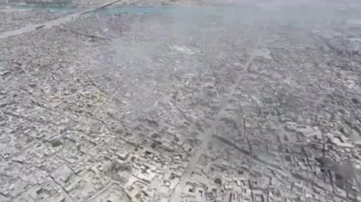 Iraq: Drone captures ruins of Great Mosque of al-Nuri and Old City of Mosul