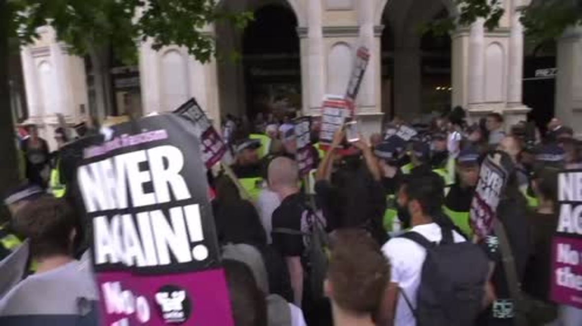 UK: EDL and counter-protesters face off during rally in London