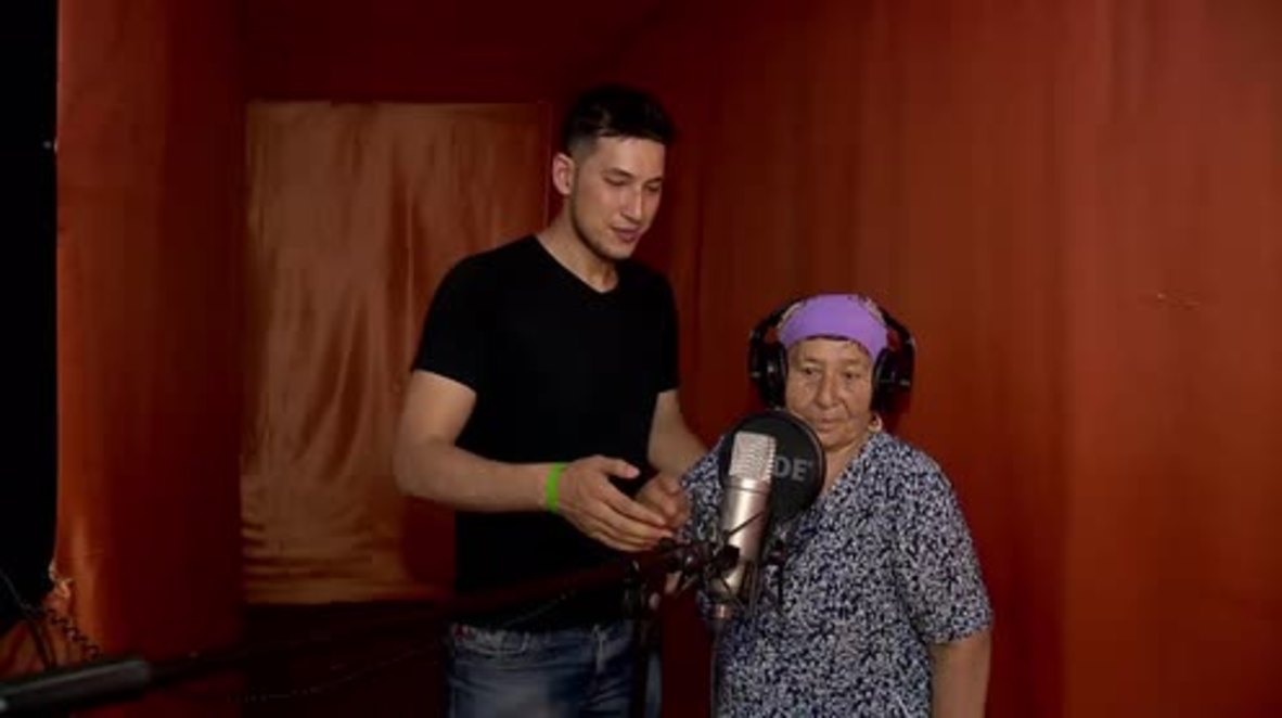 Rapping grandma's palms are sweaty, knees weak, arms are heavy after grandson studio session