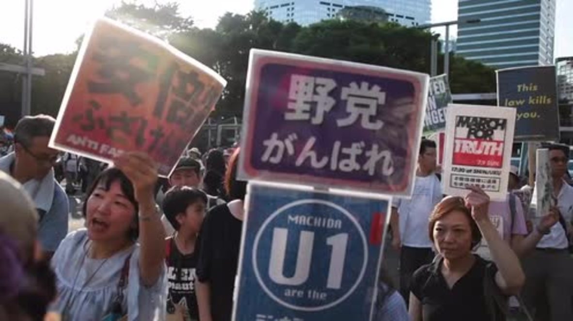 Japan: Thousands join 'March for Truth' against Abe after anti-terror law passed