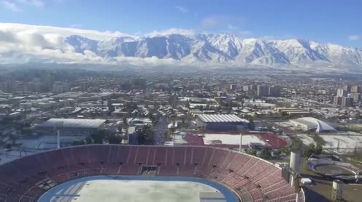 Chile: Drone captures white blanket of snow covering Santiago for the first time in 20 years