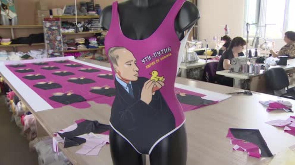 Putin holding a duck inspires swim suit designers