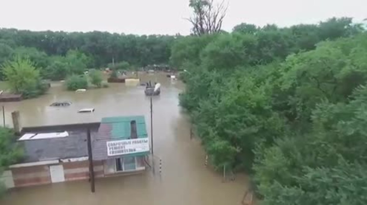 Russia: Drone footage captures aftermath of severe flood in Siberia