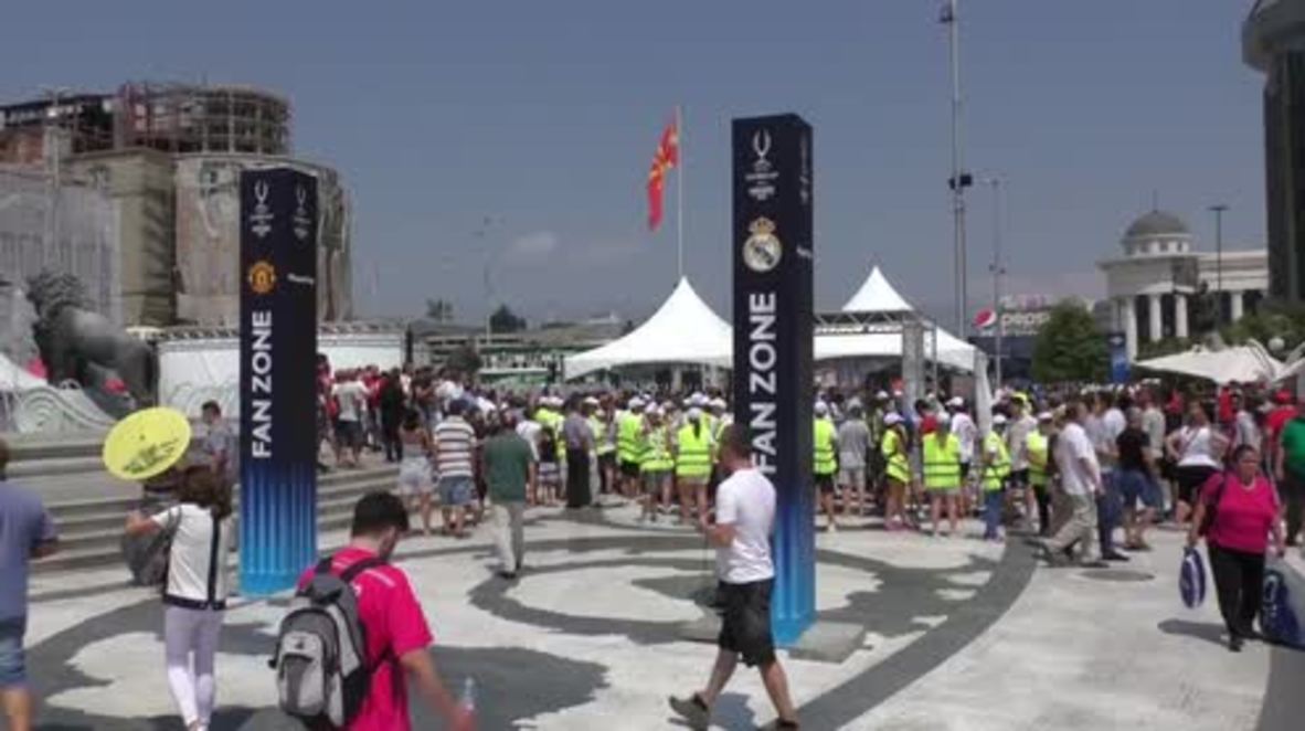 Macedonia: Real Madrid and Manchester United fans warm up ahead of Super Cup final