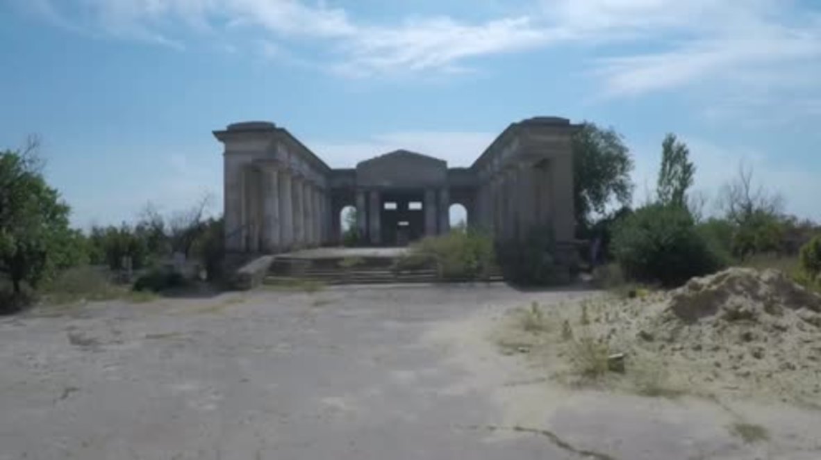 Drone captures beauty in decay of Soviet-era mortuary in Volzhsky