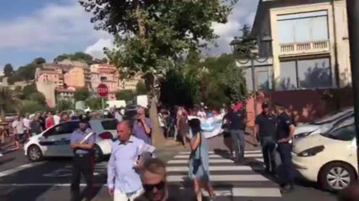 Italy: Local residents protest opening of refugee centre in town near French border