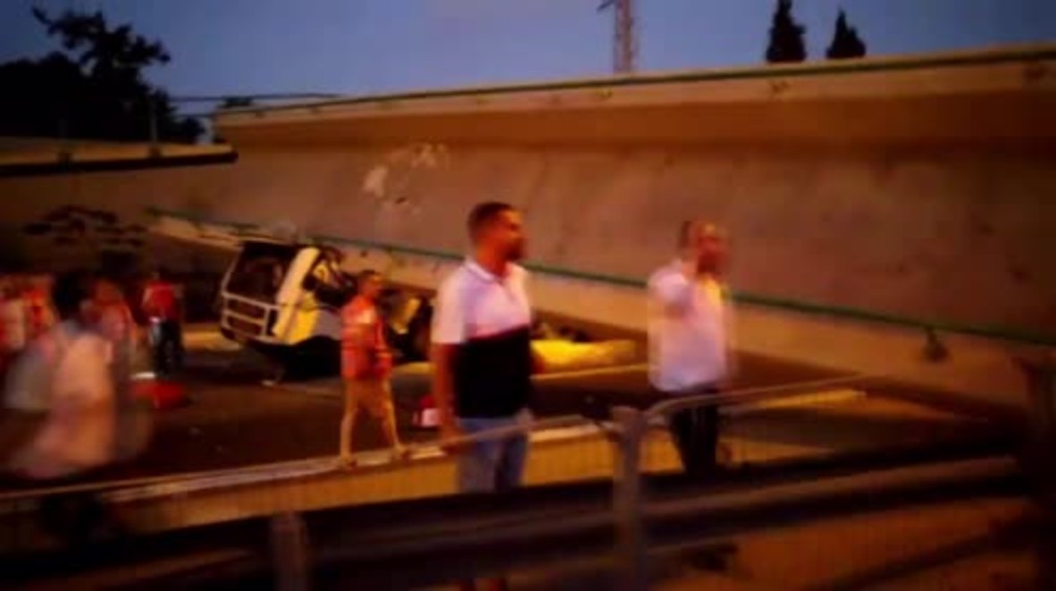 Israel: Truck driver trapped after bridge collapses on his vehicle