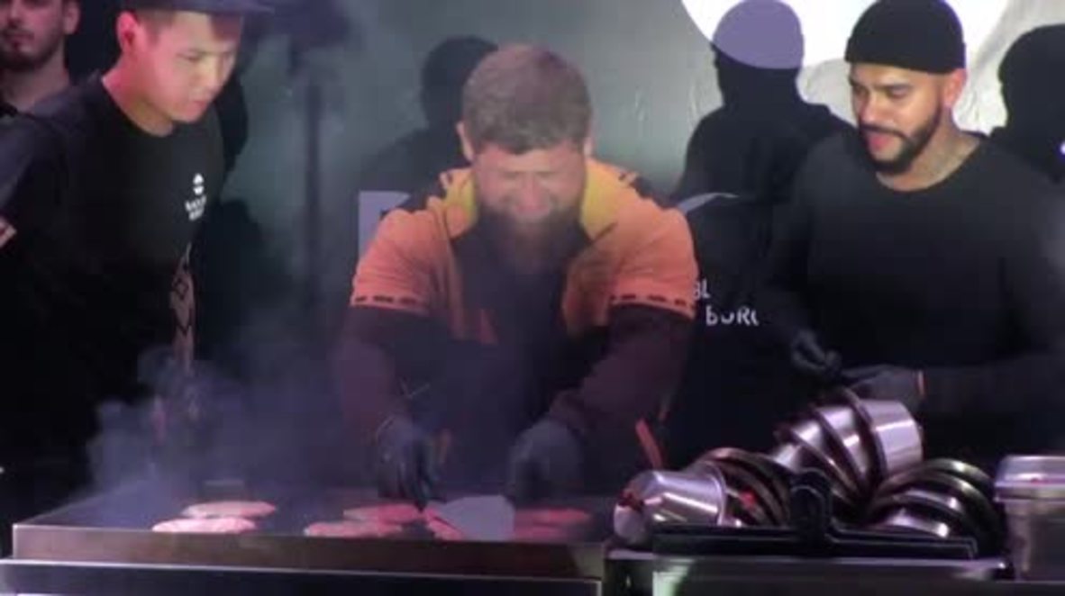 Kadyrov flips burgers with Russian rapper Timati at Grozny Black Star opening