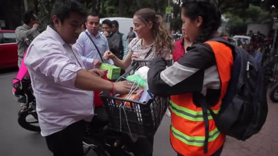 Mexico: Bikers bring supplies to areas cut off by quake in Mexico City