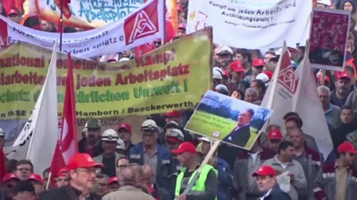 Germany: ThyssenKrupp workers rally in Bochum against Tata Steel merger plans