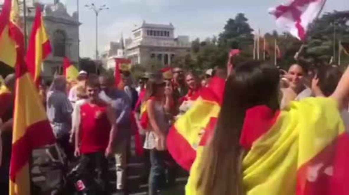 Spain: Protesters sing Falangist anthem at anti-Catalan independence rally in Madrid
