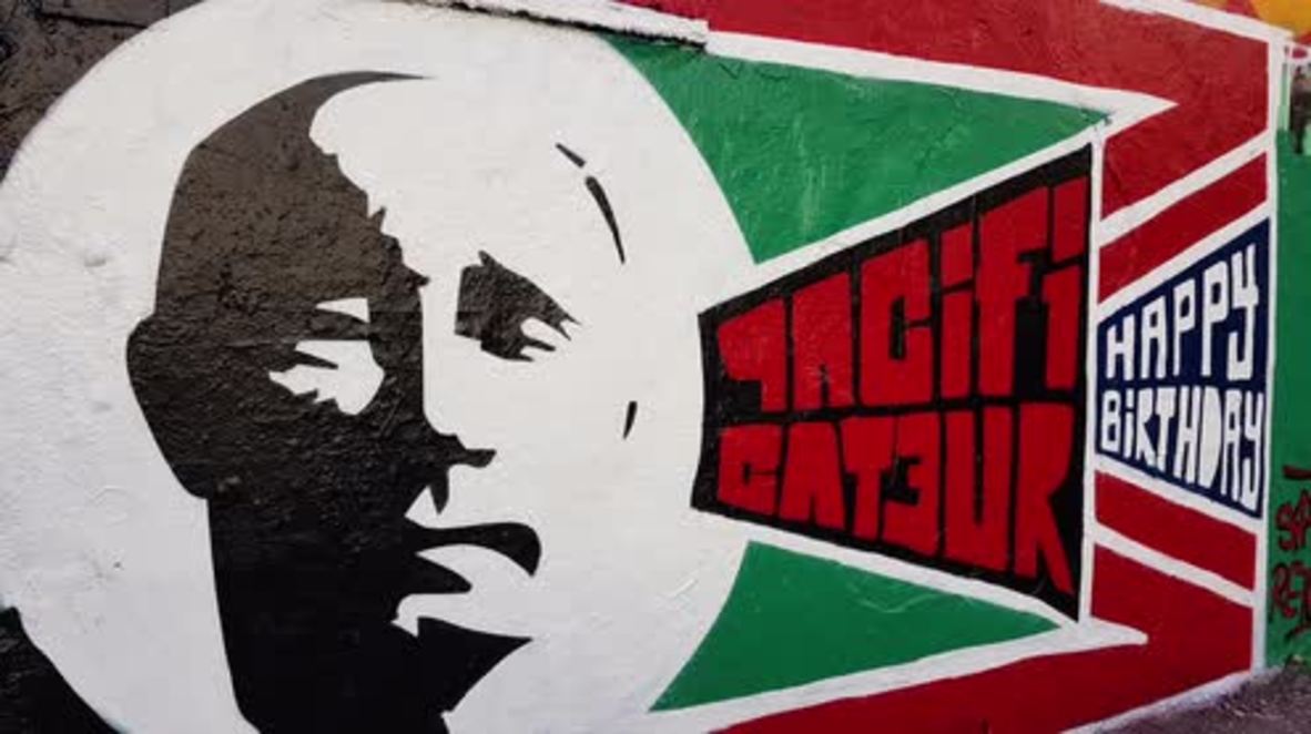 Putin murals appear in European cities ahead of Russian President's 65th birthday *STILLS*