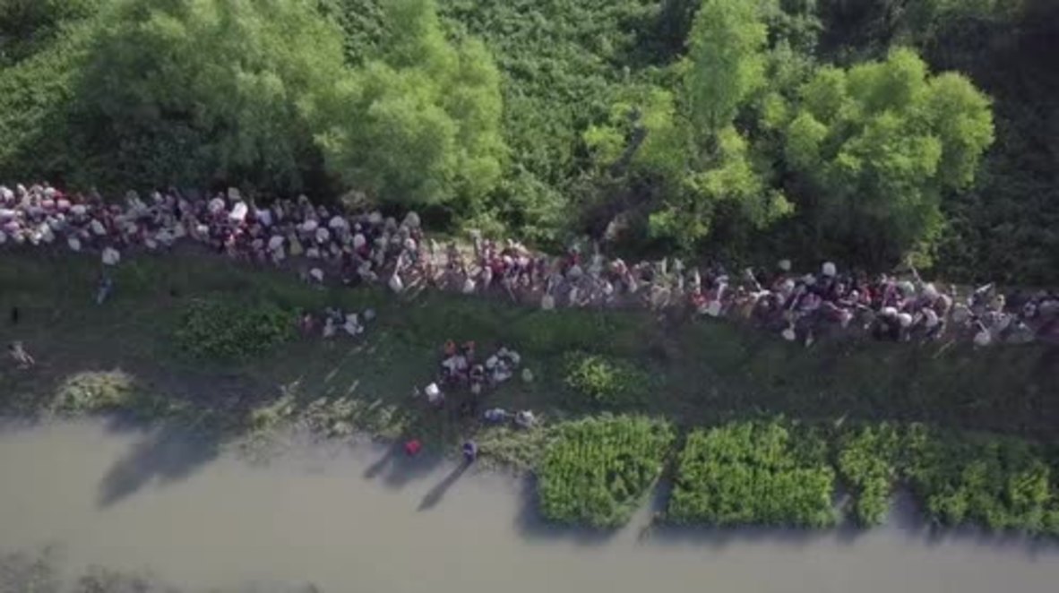 Bangladesh: Drone captures mass of new refugees fleeing Myanmar