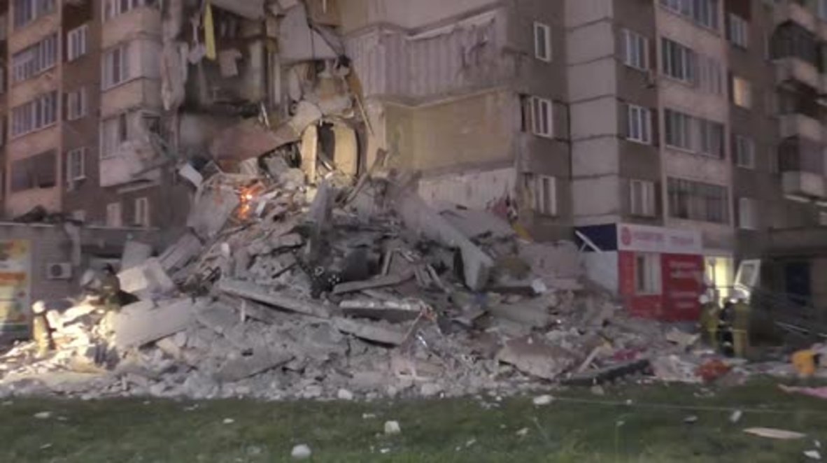 Russia: Emergency services search collapsed building in Izhevsk