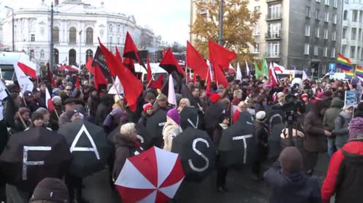 Poland: Anti-fascist demo counters nationalist march in Warsaw