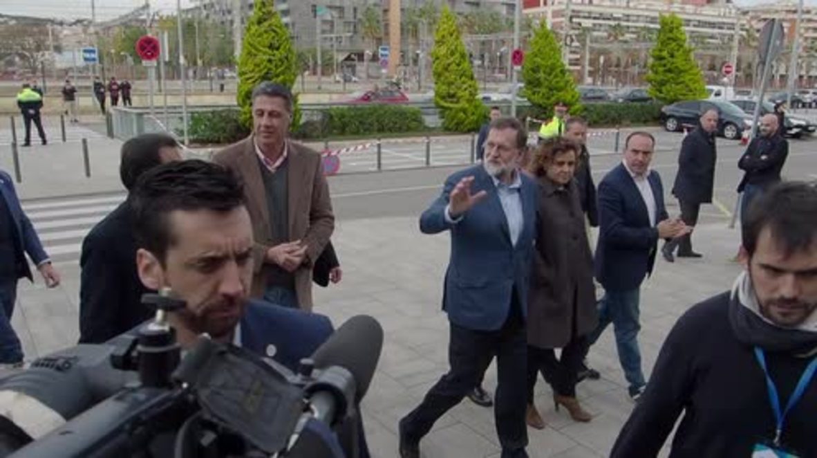 España: El presidente Mariano Rajoy visita Mataró entre tensión por la situación en Cataluña