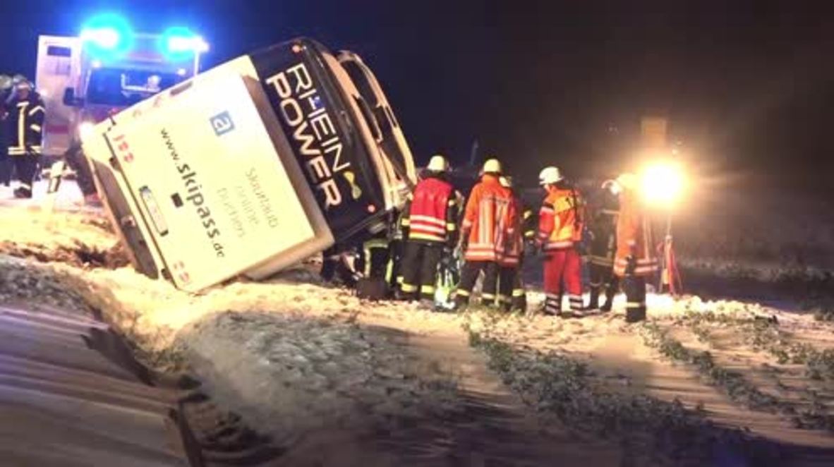 Germany: Coach carrying 45 slides off icy road in Hanover Region