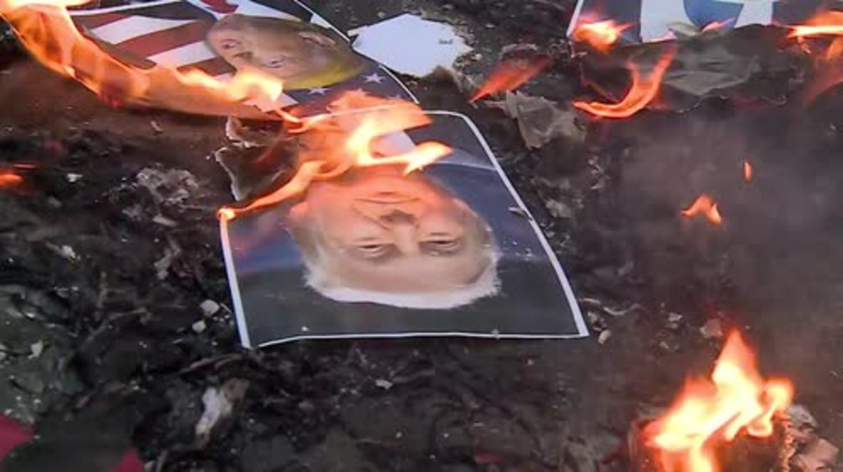 Irán: Incendian imagen de Trump en protesta pro-Palestina en Teherán
