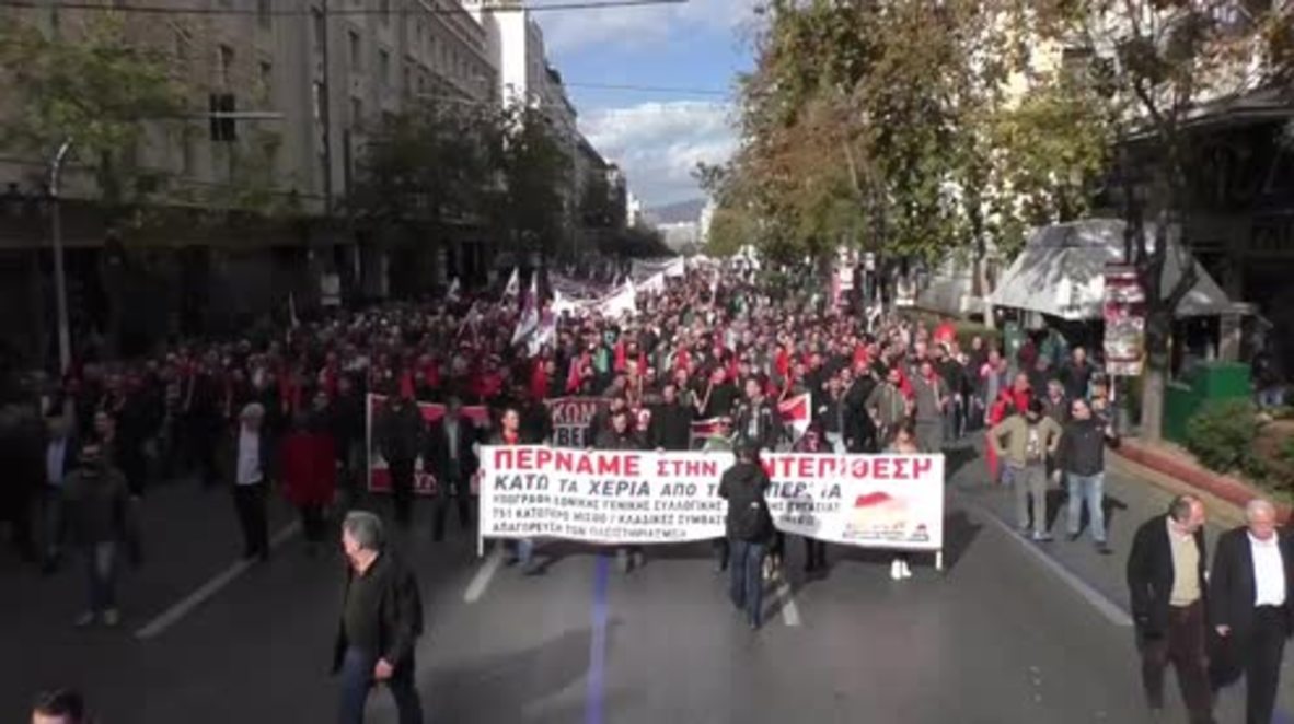 Greece: Thousands take to Athens' streets as 24hr strike kicks off
