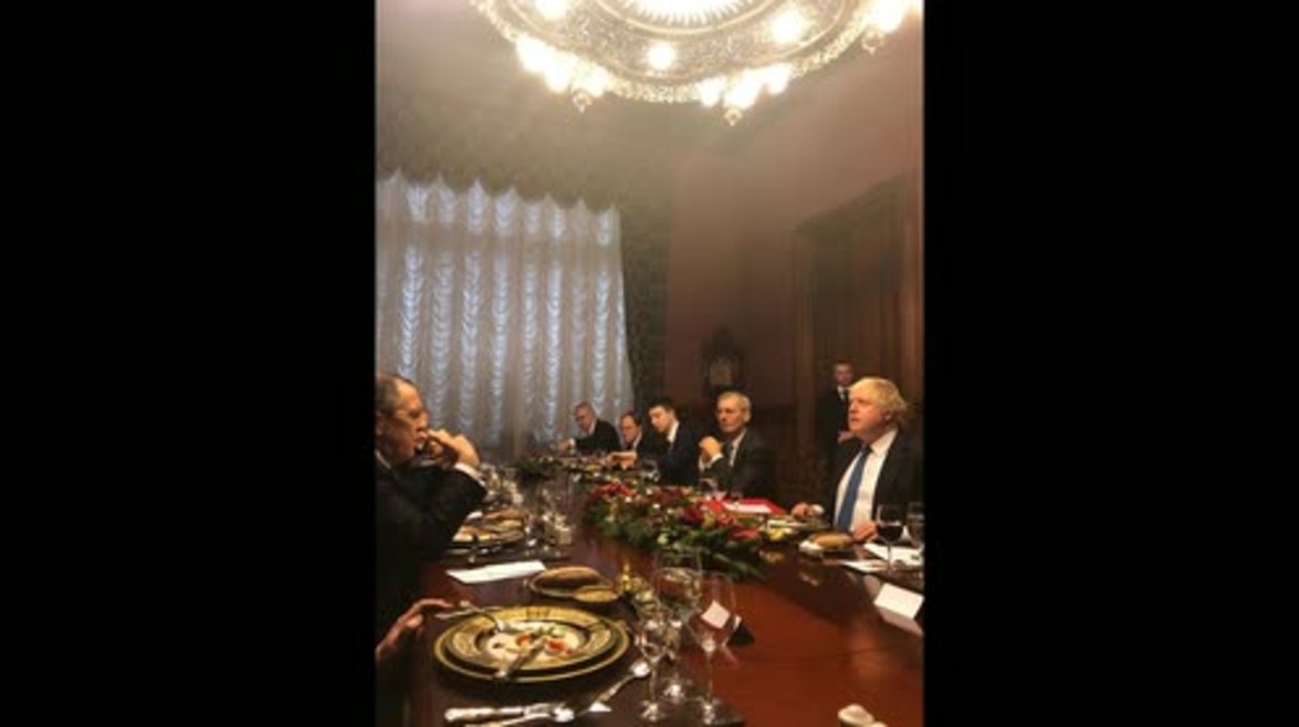 Russia: Boris Johnson gets a taste of Russia at lunch with Lavrov *EXCLUSIVE*