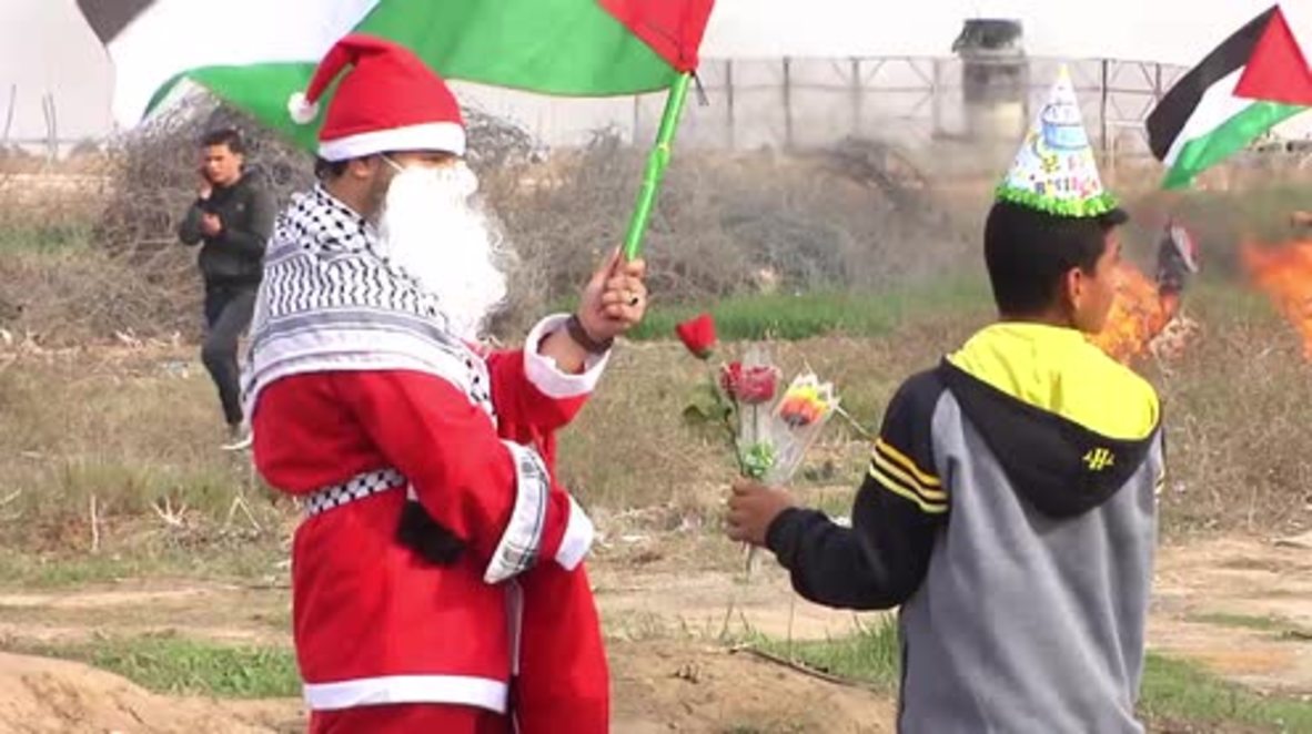 State of Palestine: Man dressed as Santa Claus injured during 'Friday of Rage' protests