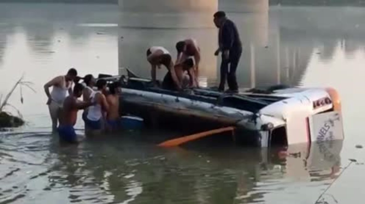 India: At least 32 dead after bus plunges into river in Sawai Madhopur *GRAPHIC*
