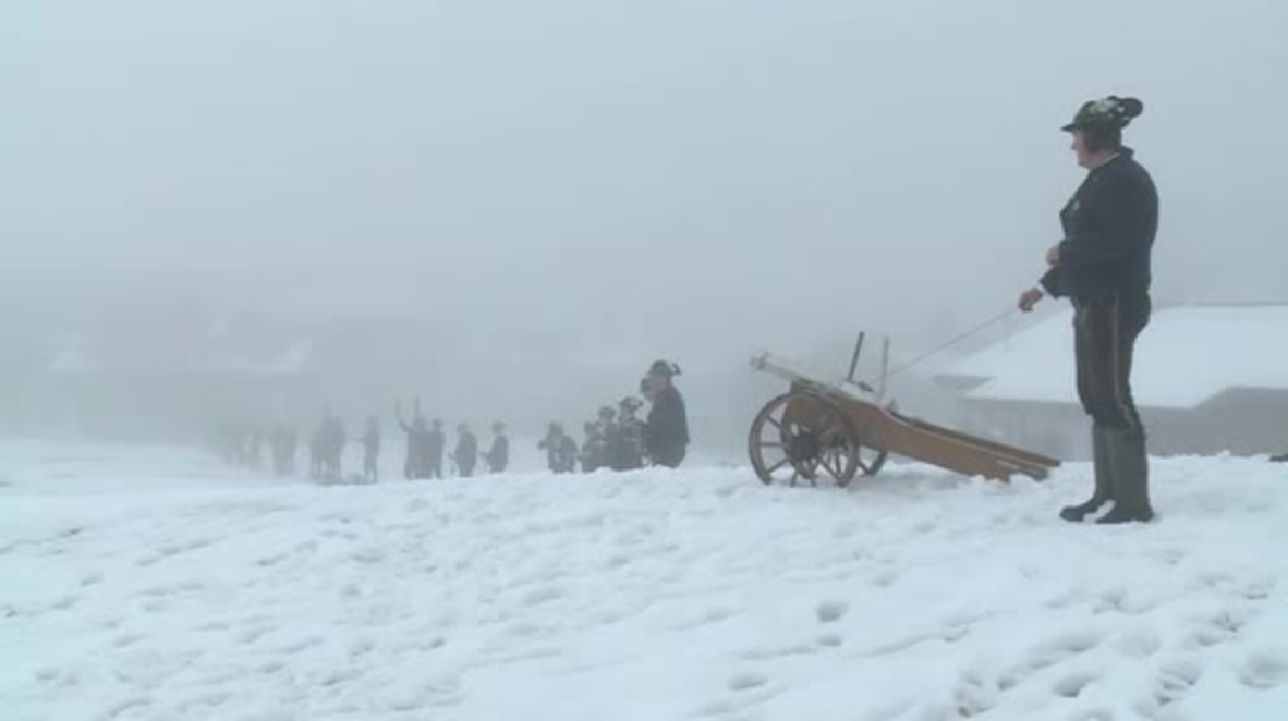 Bavarian gun club set off their firearms in festive shooting tradition