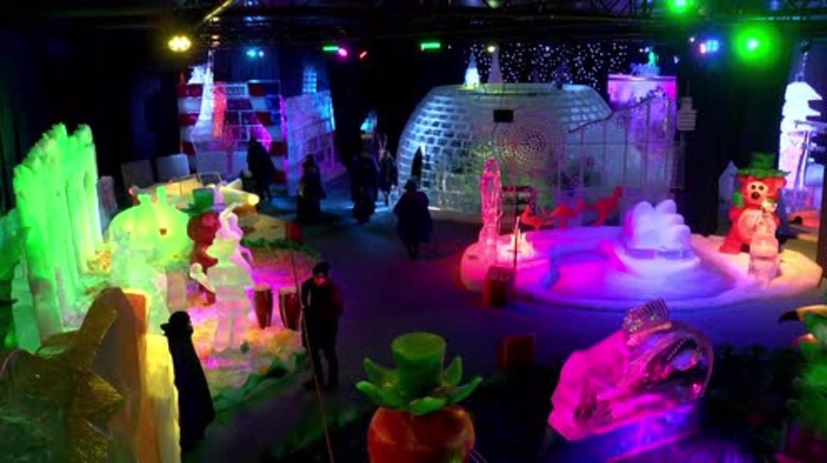 Spectacular ice sculpture world-tour takes in Merkel, Moscow and Egyptian mummies