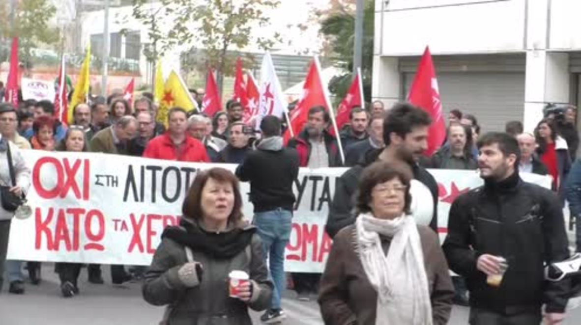 Greece: Anti-austerity activists protest against foreclosures in Athens