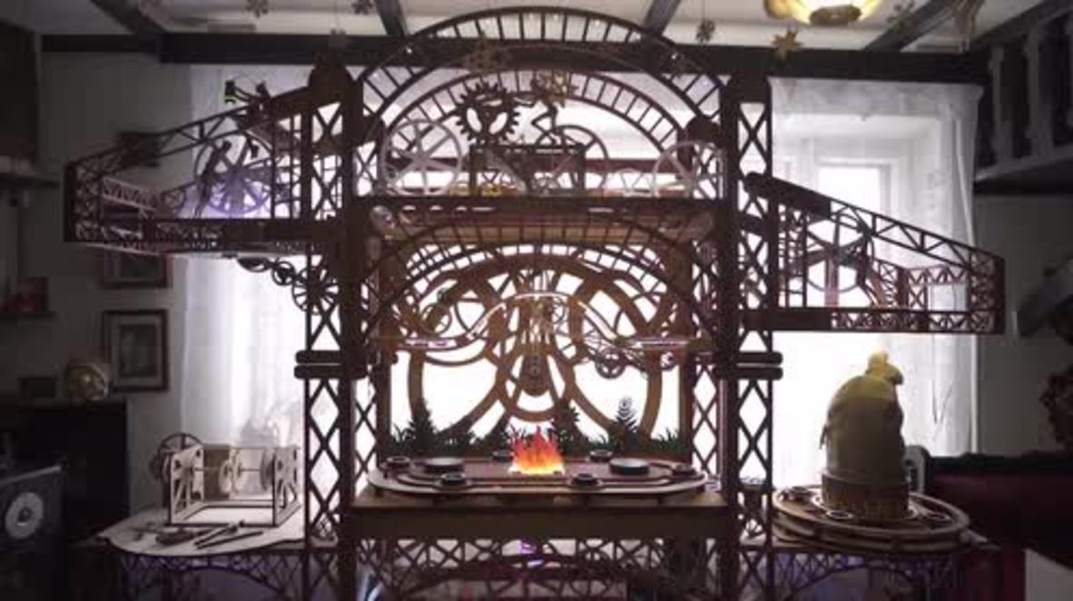 Marvel at Belarusian craftsman's spectacular wooden timepieces