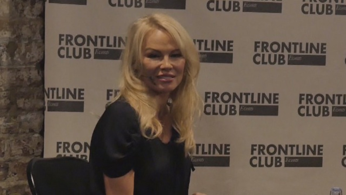 UK: Pamela Anderson talks Putin and WikiLeaks at London book launch