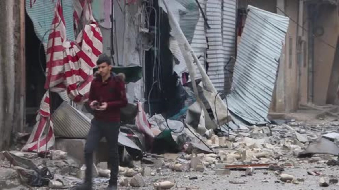 Syria: Jandairis strewn with debris after Turkish bombing raids