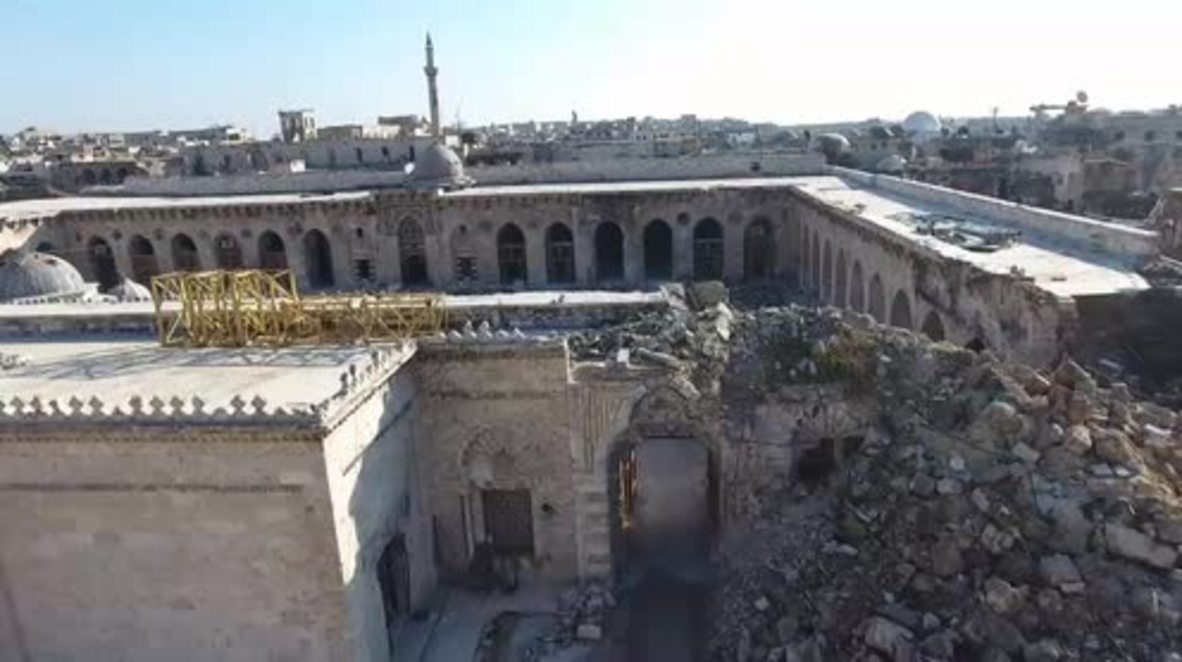 Syria: Drone footage captures Chechnya-funded restoration work at Aleppo's Great Mosque