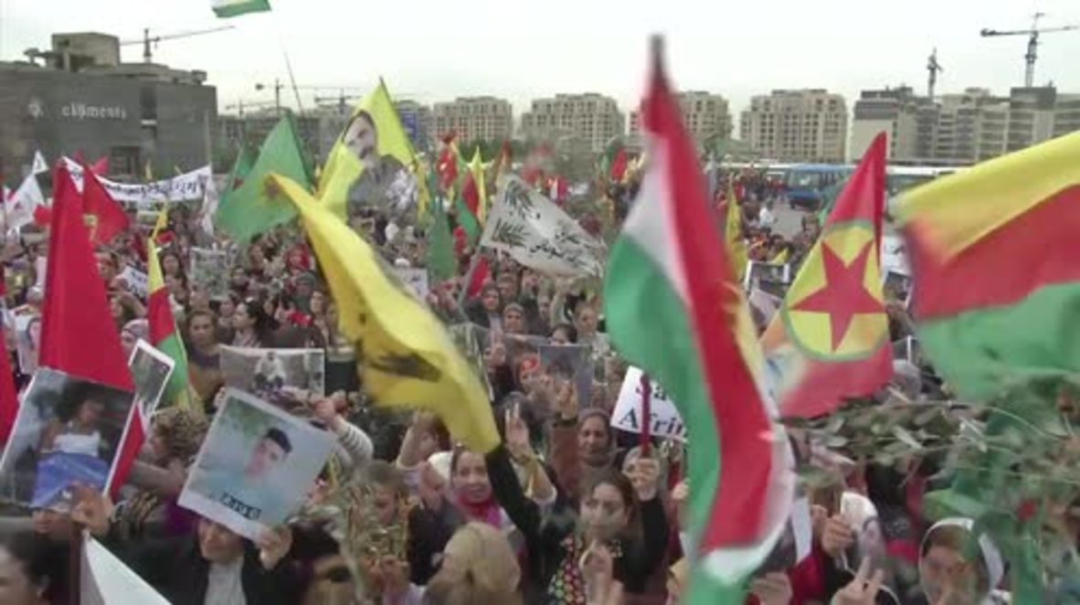 Lebanon: Pro-Kurdish activists protest outside US embassy over Afrin