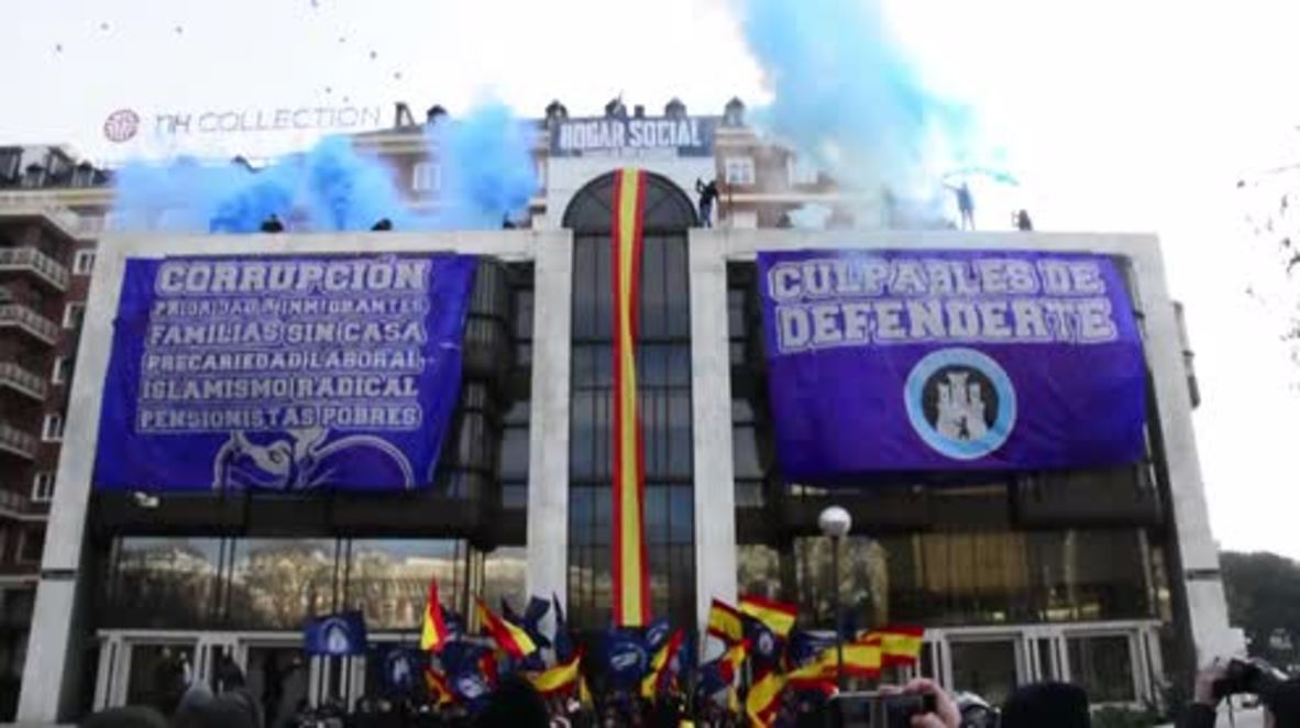 Spain: Far-right group protest eviction of squat house headquarters