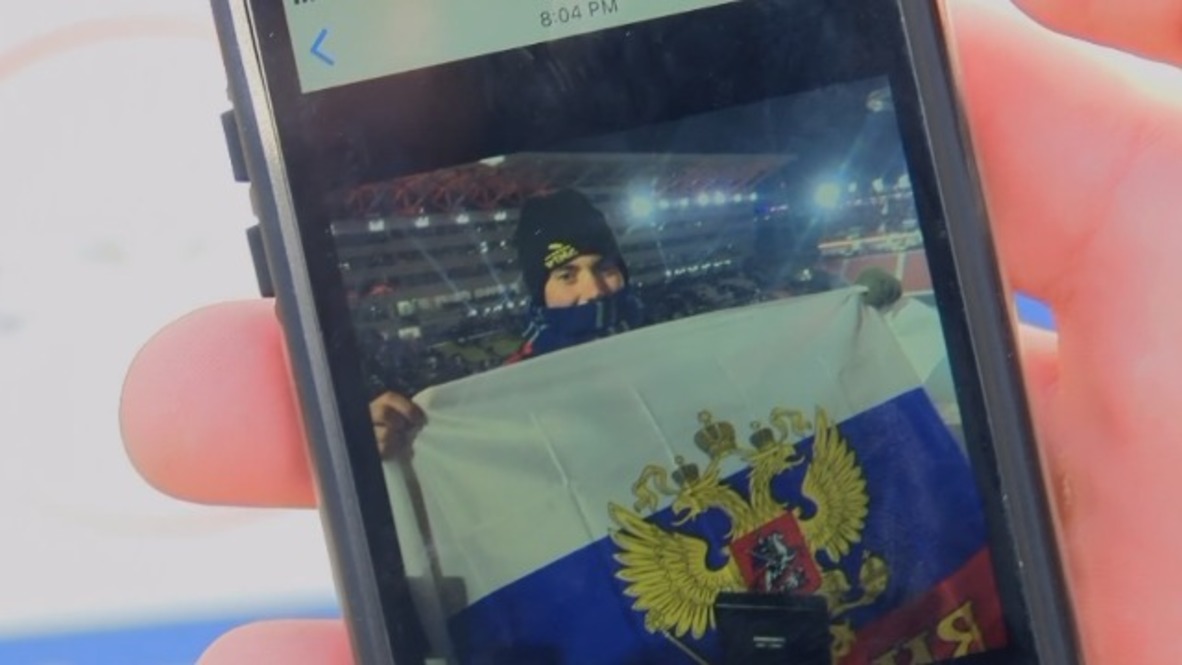 South Korea: US fan explains move to sport Russian flag at Winter Olympics opening *EXCLUSIVE*