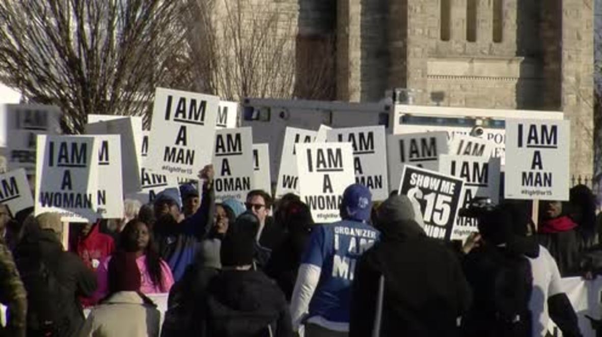 EE.UU.: Activistas siguen los pasos de Martin Luther King en Memphis y exigen salarios mínimos de 15 $ por hora