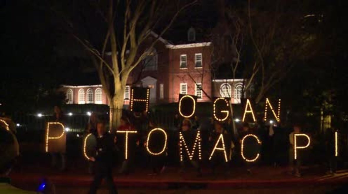 USA: Activists against Potomac Pipeline rally outside Maryland Governor's mansion